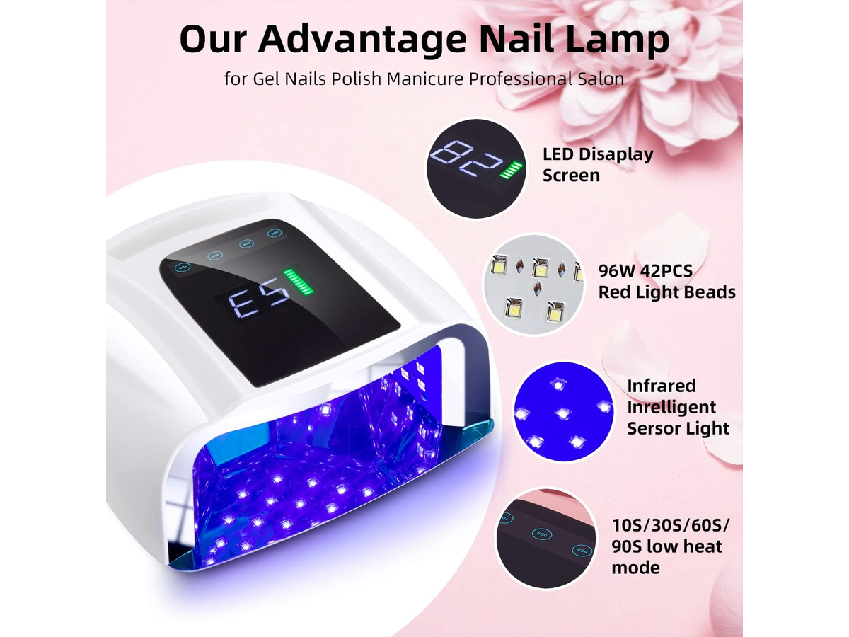 Cordless UV LED Nail Lamp 96W Rechargeable Cordless UV LED Nail Dryer with Auto Sensor