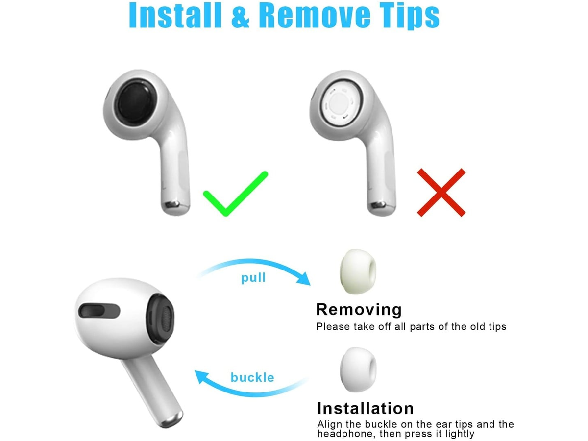 Replacement Ear Tips for AirPods Pro & AirPods Pro 2nd Generation Silicone Ear Tips with Noise Reduction & Storage Box