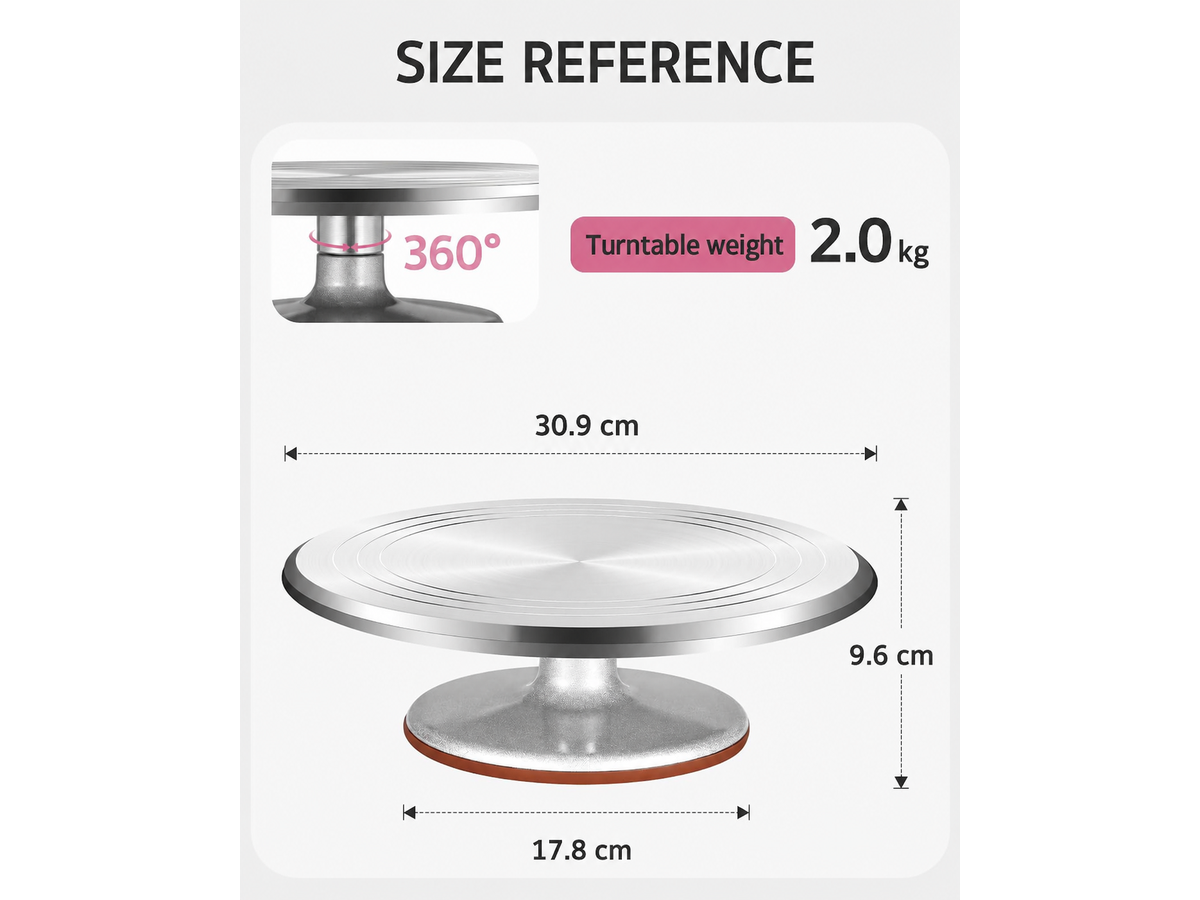 Cake Decor Set 250 Piece Baking Kit with Aluminum Turntable and Piping Accessories