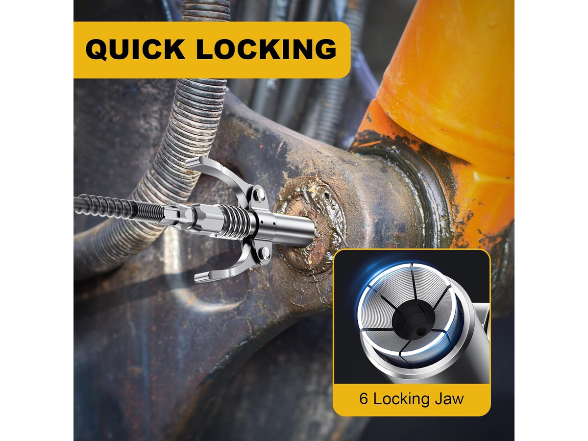 Grease Lubrication Tool Set with Locking Coupler Flex Hose and Accessories
