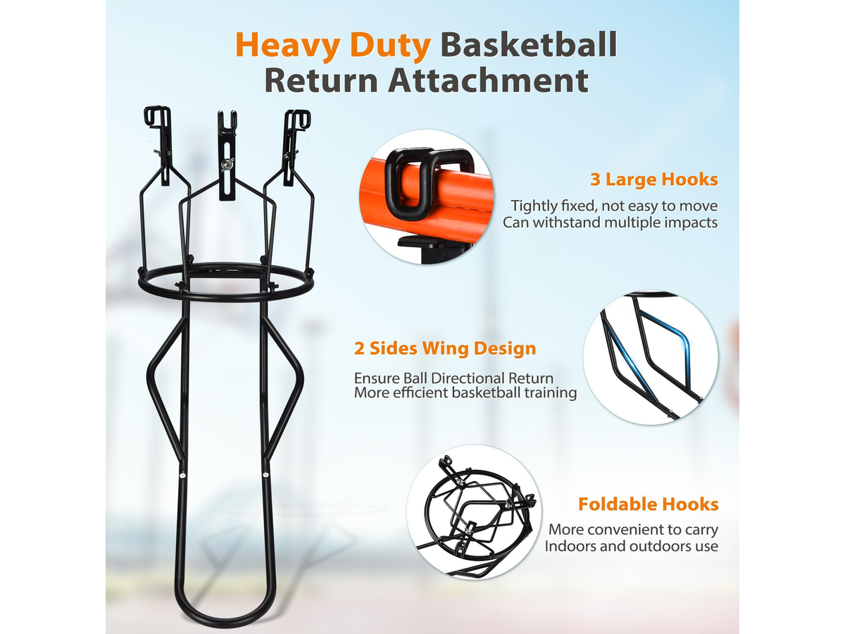 Basketball Return Attachment Heavy Duty Metal Ball Rebounder
