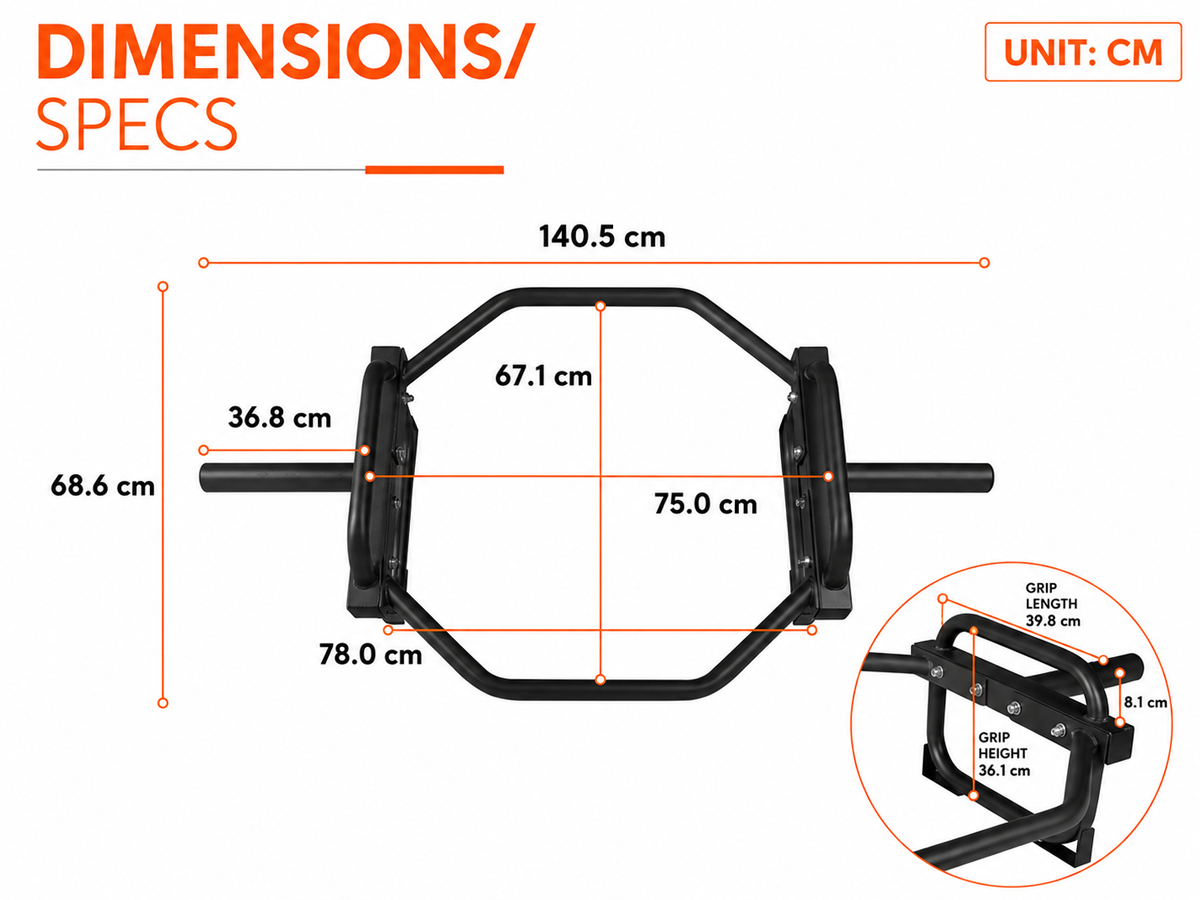 Olympic Trap Bar Heavy Duty Hex Bar for Strength Training