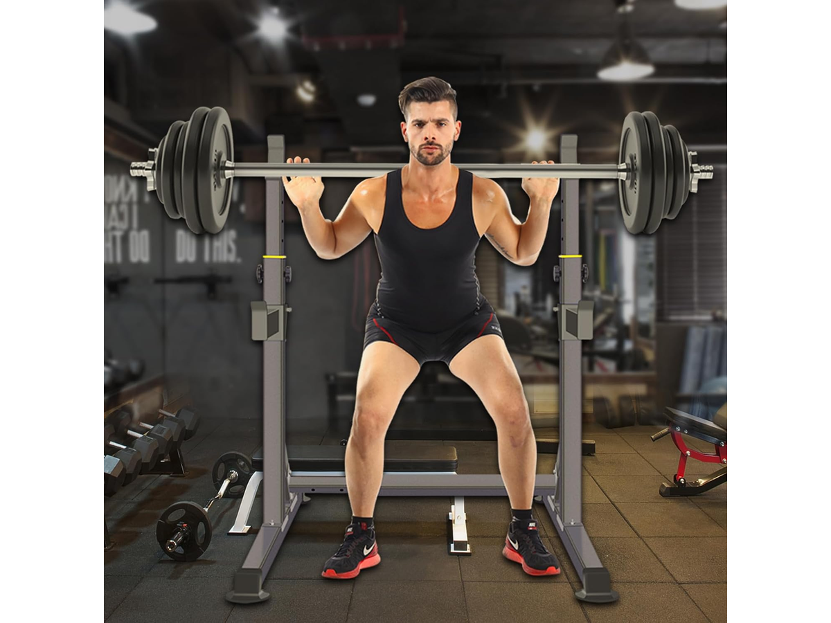 Adjustable Barbell Squat Rack with Height Width Adjustment