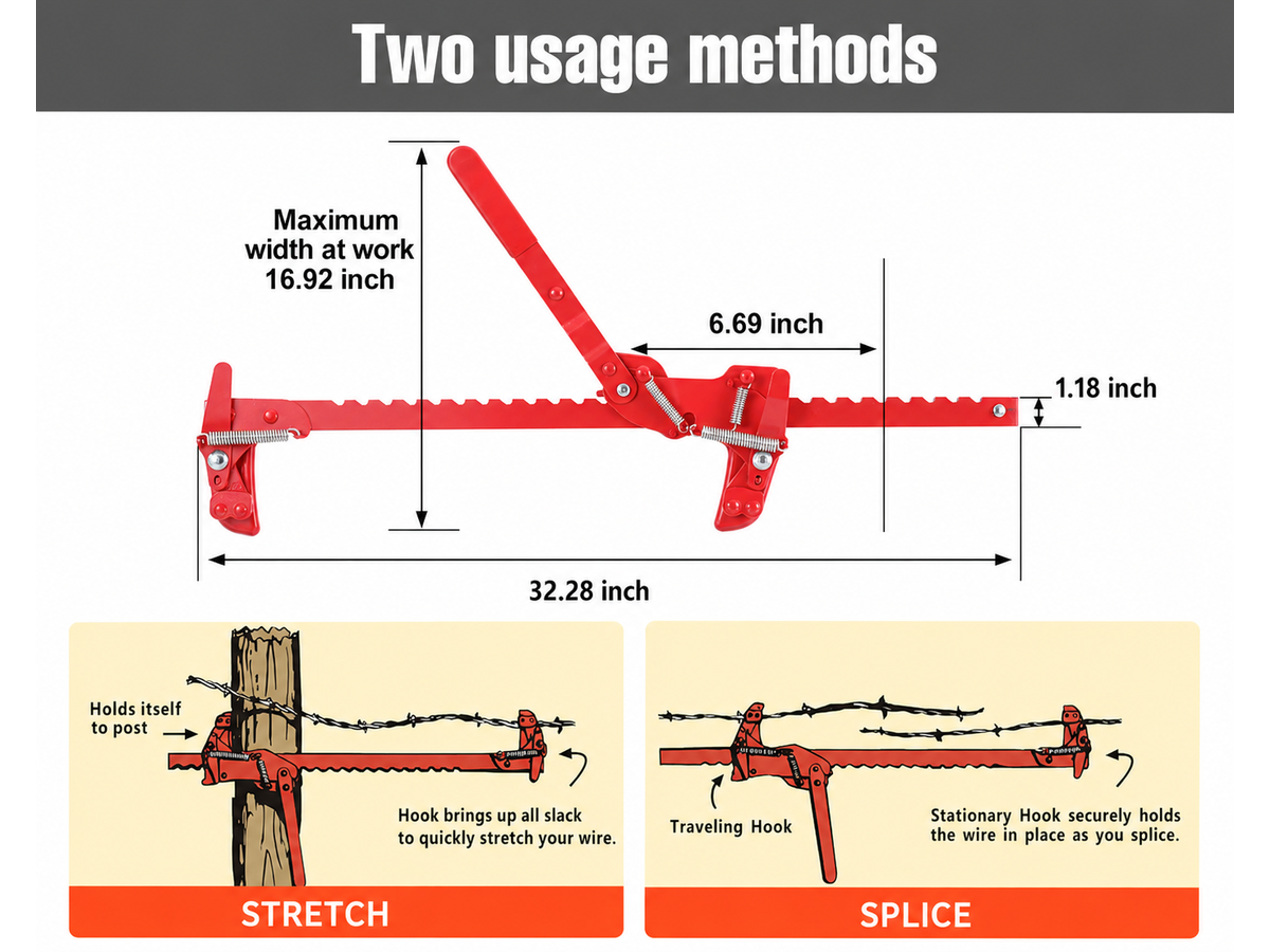 Fence Repair Tool Heavy Duty Ratchet Wire Stretcher and Splicer Tool
