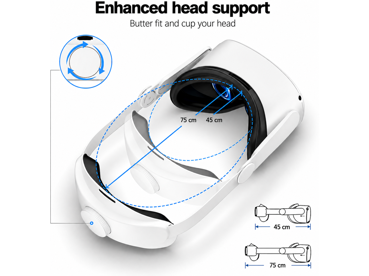 Meta Quest 2 Head Strap Adjustable Elite Replacement VR Head Support