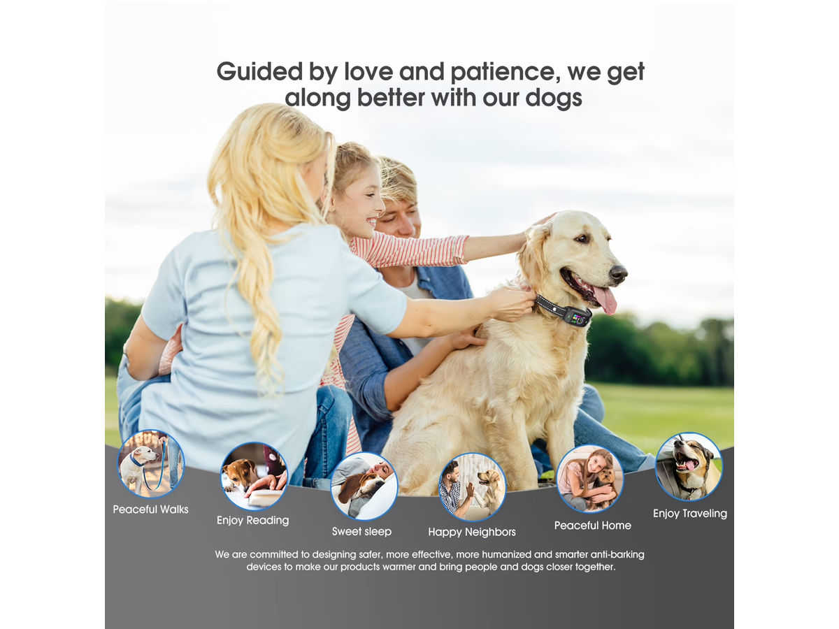 Smart Bark Control Collar AI Detection IP68 Waterproof Rechargeable