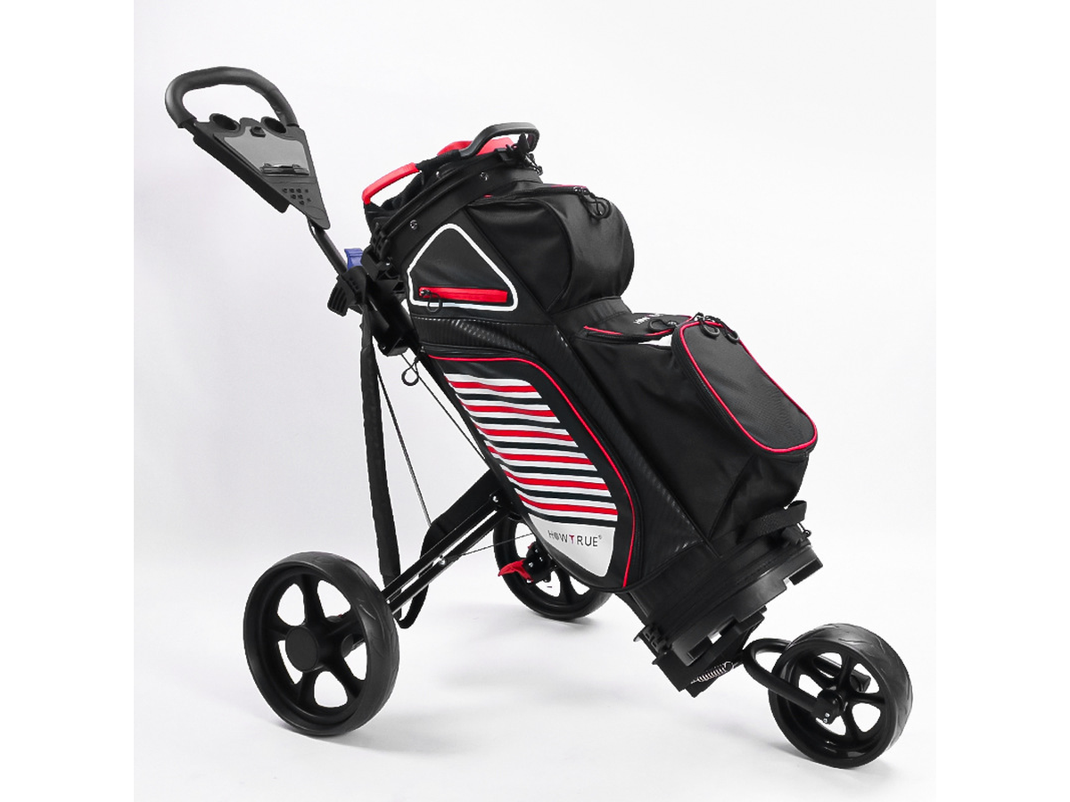 3 Wheel Golf Trundler Folding Golf Push Cart with Dual Brakes and Accessories