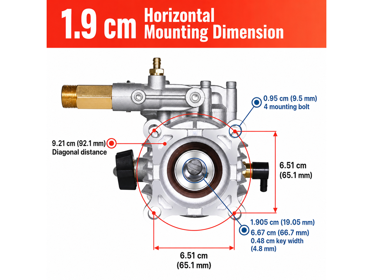 Horizontal Water Blaster Pump 3400 PSI 2.5 GPM Replacement Pump with 3/4 Inch Shaft