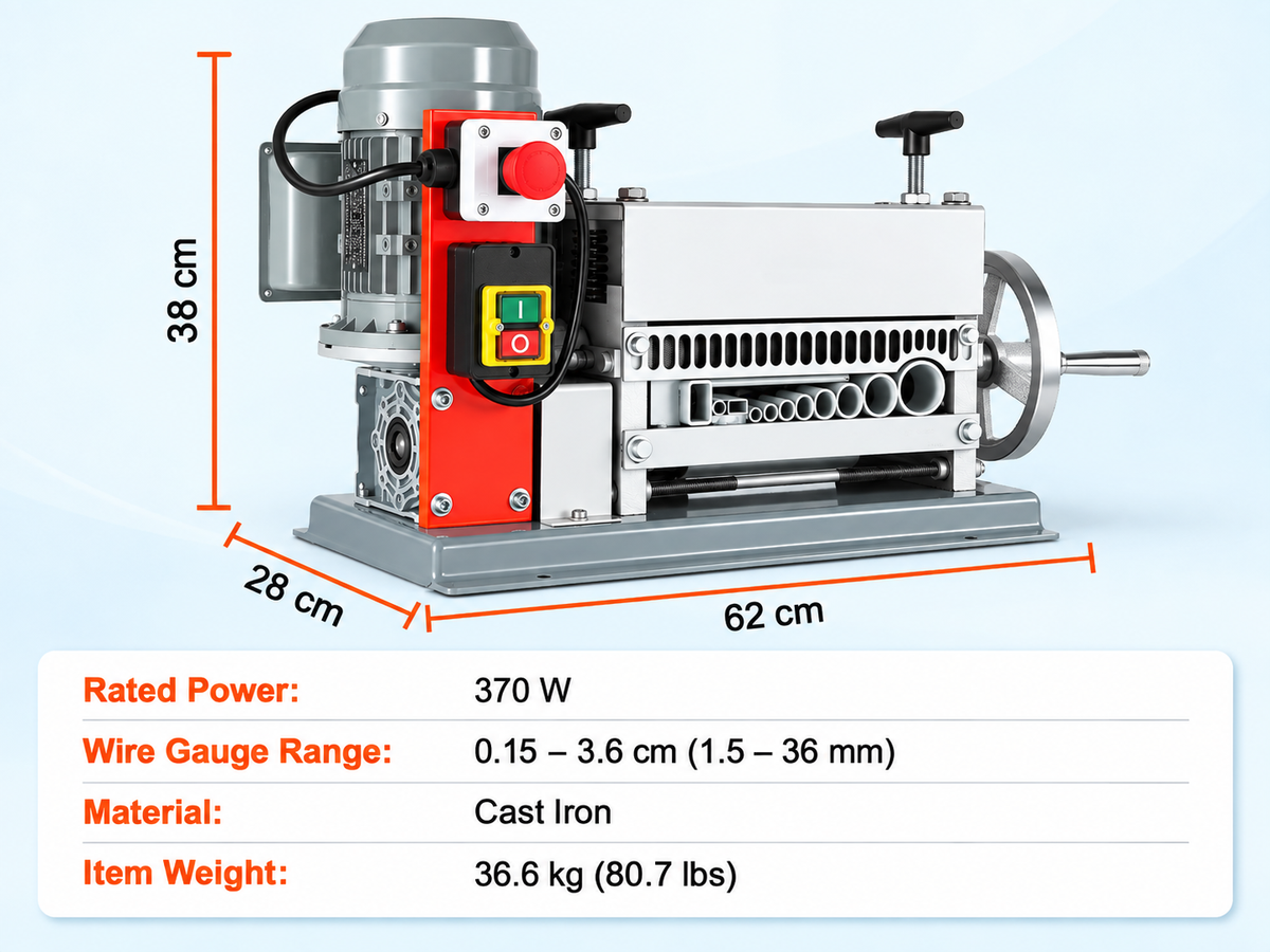 Wire Stripping Machine Electric 370W Manual Crank Cable Stripper 1.5 to 36MM
