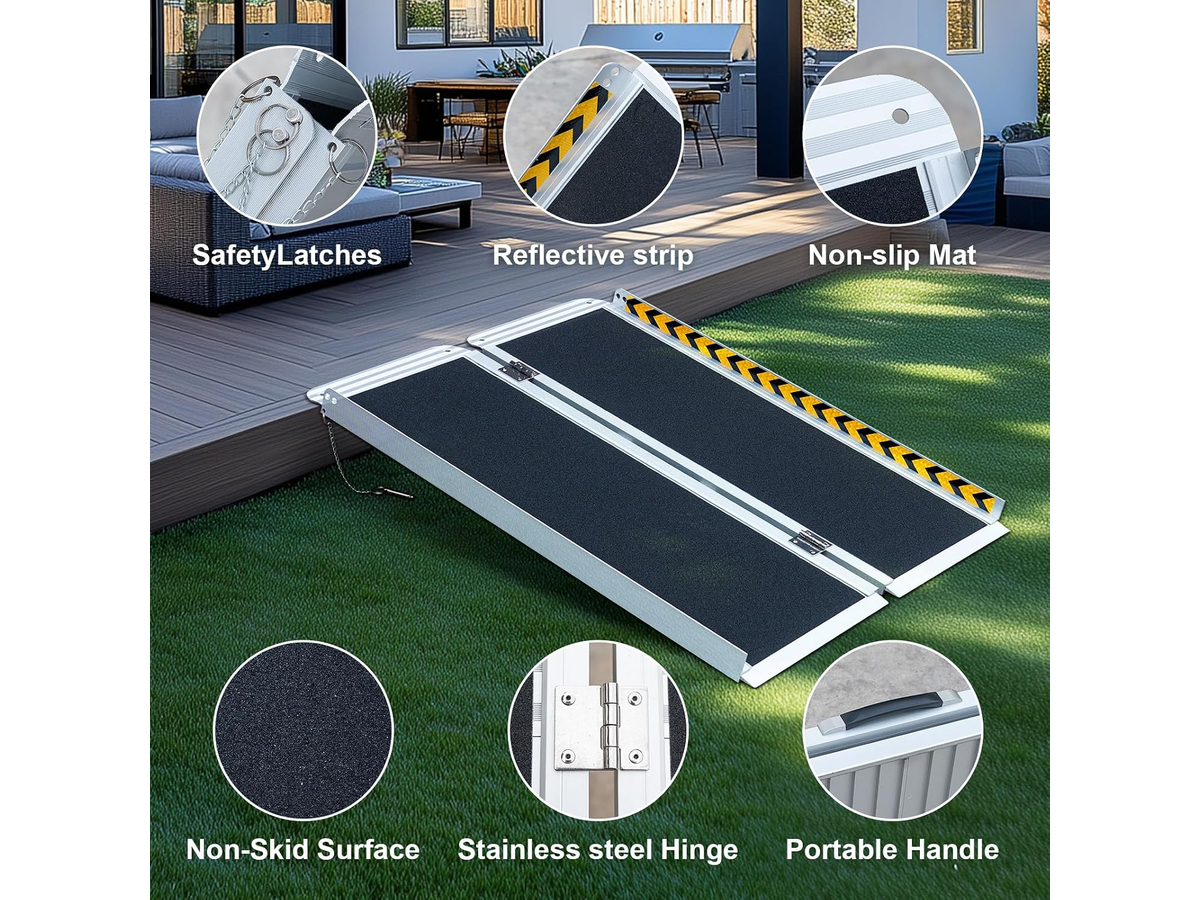 Portable Wheelchair Ramp 4FT Folding Aluminium Mobility Ramp