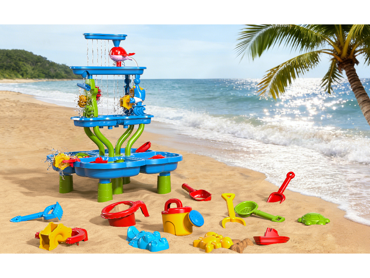 Kids Sand and Water Table 4-Tier Waterfall Sandpit Toys