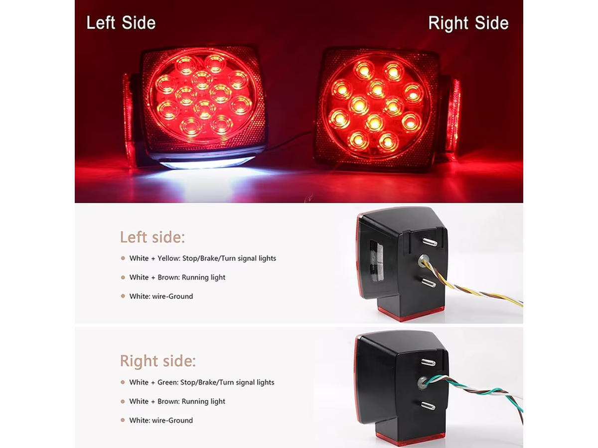 LED Trailer Light Kit IP68 Waterproof with 8FT Wiring Harness