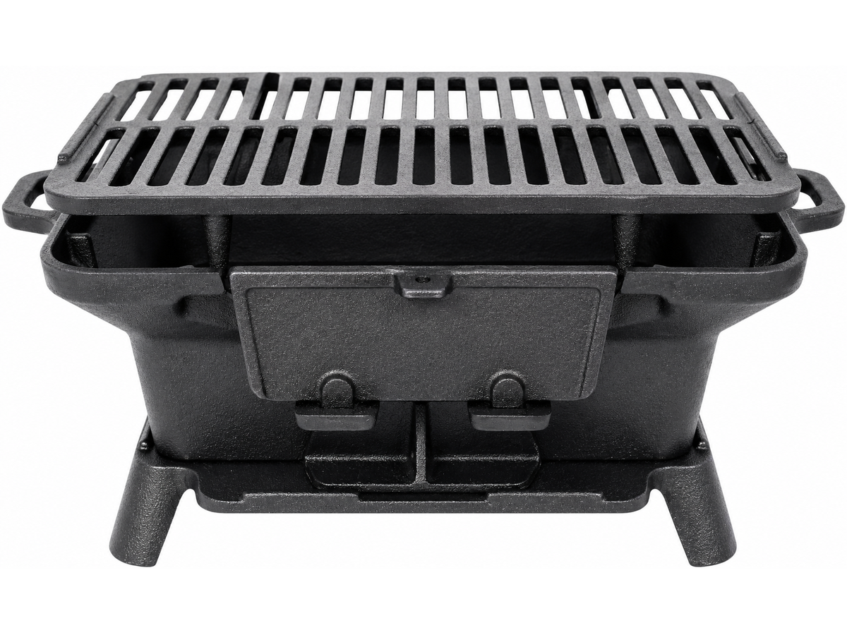 Cast Iron Hibachi Grill Portable Tabletop Charcoal BBQ Grill