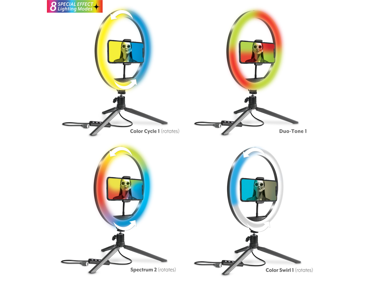 Selfie Ring Light 10 Inch RGB LED Studio Kit with Phone Holder
