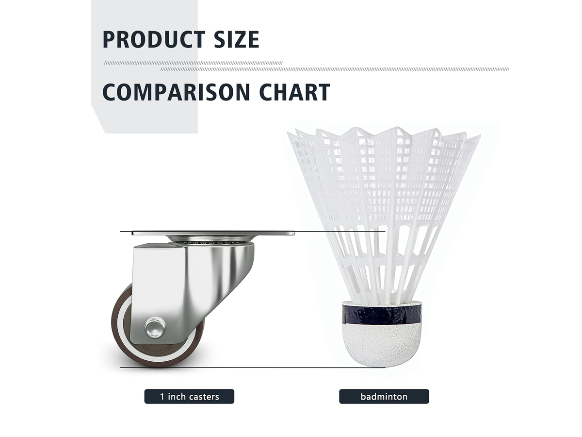 Caster Wheels Set of 4 Mini Swivel Rubber Casters 360 Degree Plate Mount