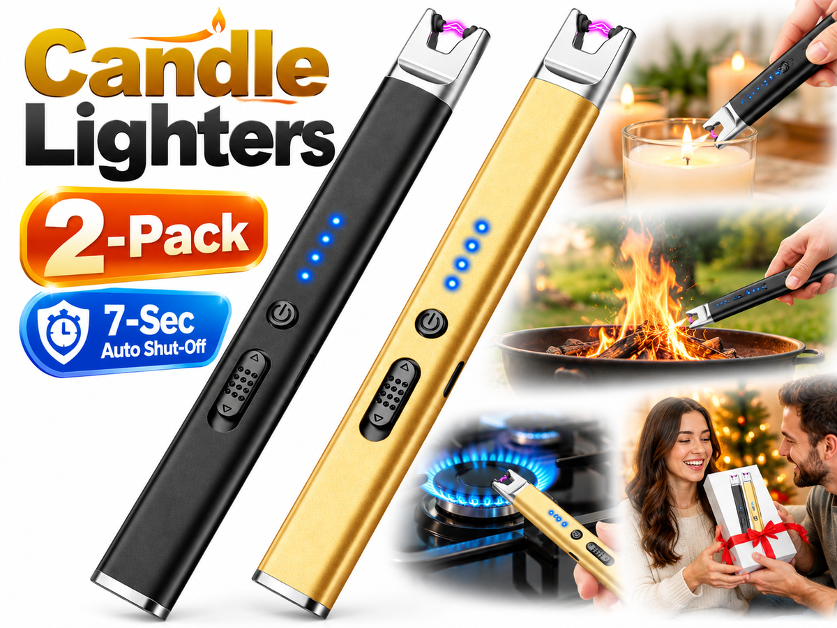 Electric Lighter Rechargeable 2 Pack USB Plasma Arc Candle Lighter