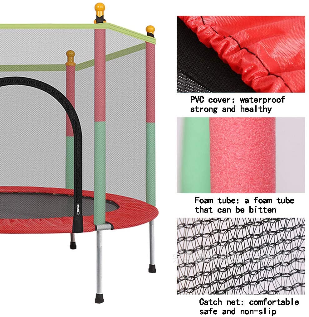 Round Trampoline for Kids – Indoor & Outdoor Trampoline with Enclosure Net, Jumping Mat, and Spring Cover Padding