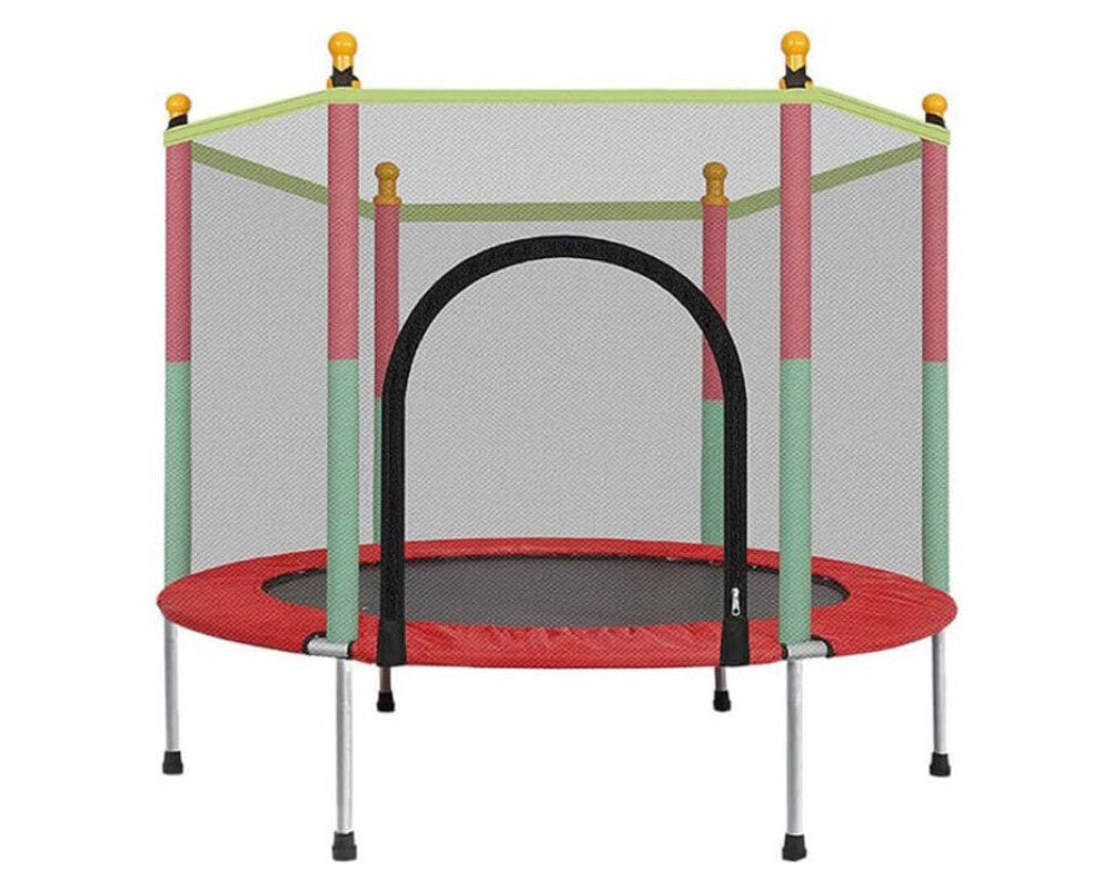 Round Trampoline for Kids – Indoor & Outdoor Trampoline with Enclosure Net, Jumping Mat, and Spring Cover Padding