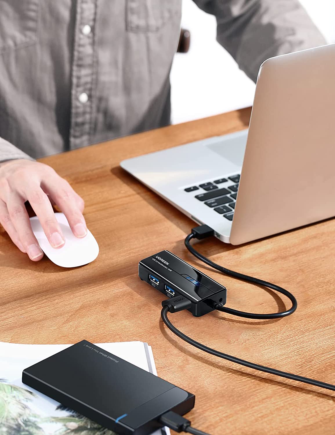 USB 3.0 Hub Ethernet Adapter 10 100 1000 Gigabit Network Converter with 3 USB 3.0 Ports Hub Compatible with Laptop PC