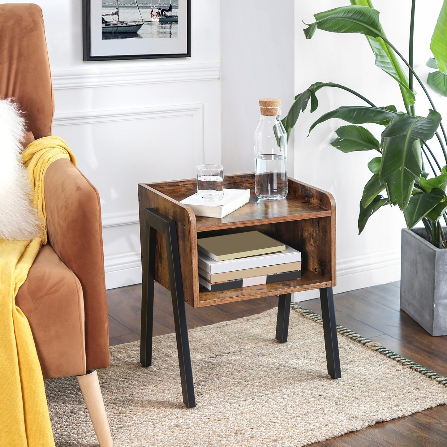 VASAGLE Bedside Table with Storage - Industrial Side Table