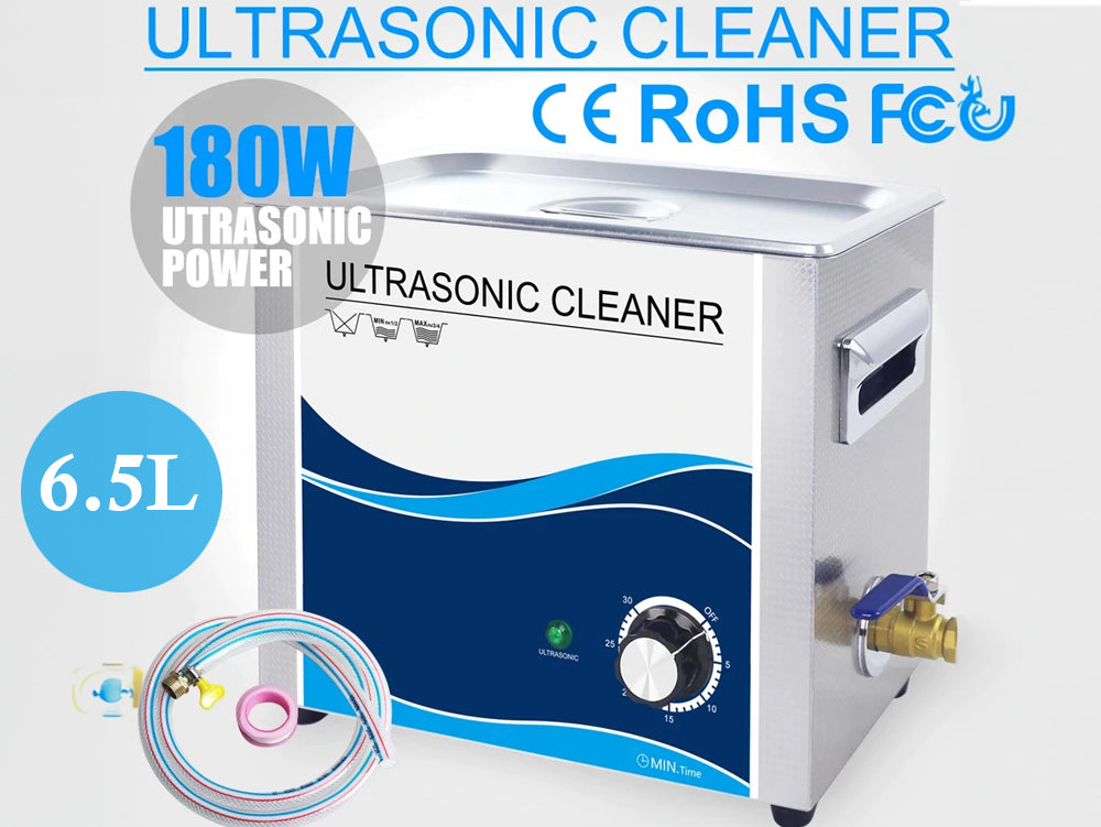 180W Ultrasonic Cleaner 6.5L – Stainless Steel Ultrasonic Cleaner with Heating and Timer