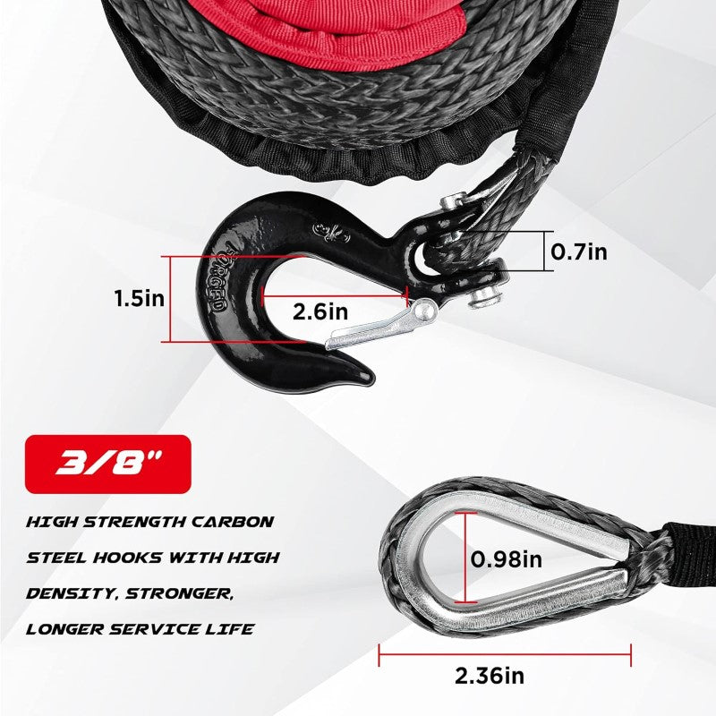 Winch Rope 15M Synthetic Winch Rope 15M for ATV SUV Truck Use
