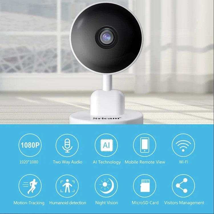 1080P AI Smart WiFi Wireless Security Camera - Motion Tracking with Two-Way Audio