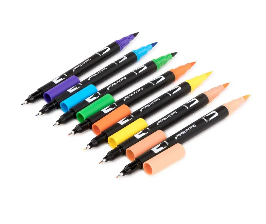 Dual Tip Markers 120 Piece Set - Brush Fine Tip Colouring Marker Pens