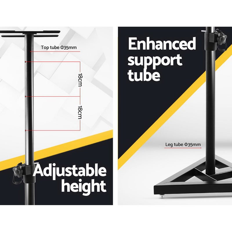 2pcs Adjustable Height Speaker Stands | Studio Mount for Home & Studio Use | Heavy-Duty Powder-Coated Steel