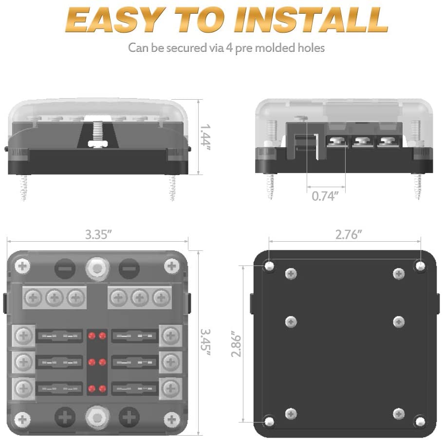 6 Circuit Negative Bus Blade Fuse Block