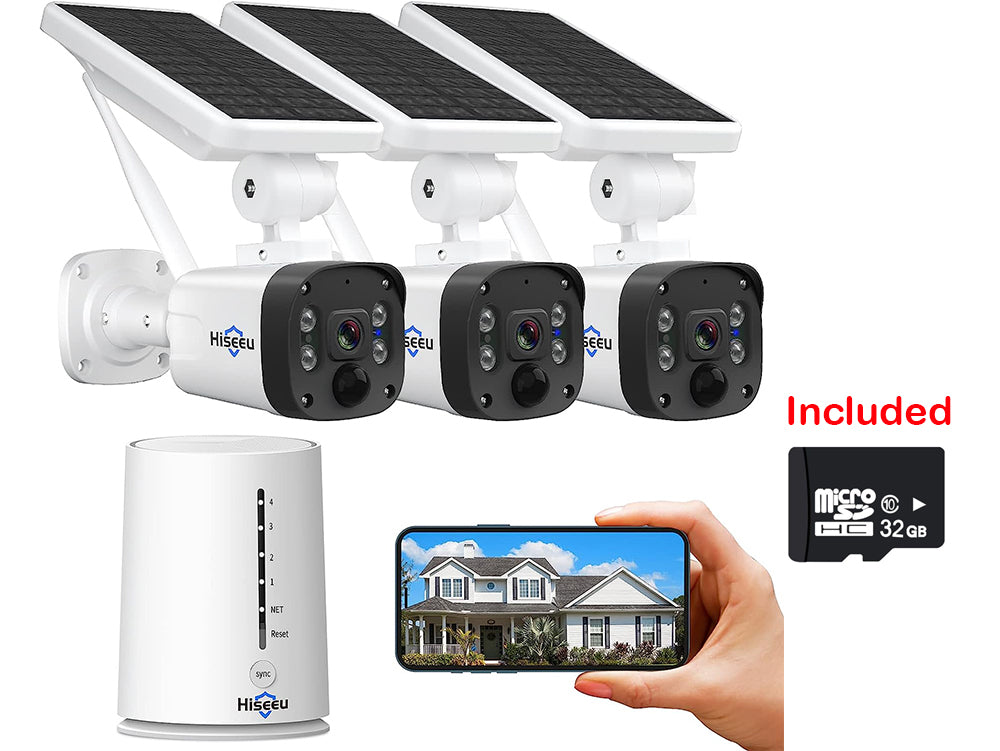 Hiseeu Wireless Security Camera System Outdoor – 4MP Solar-Powered, Wire-Free, Battery-Powered Home Camera with PIR, 2-Way Audio, and IP66 Waterproof Rating