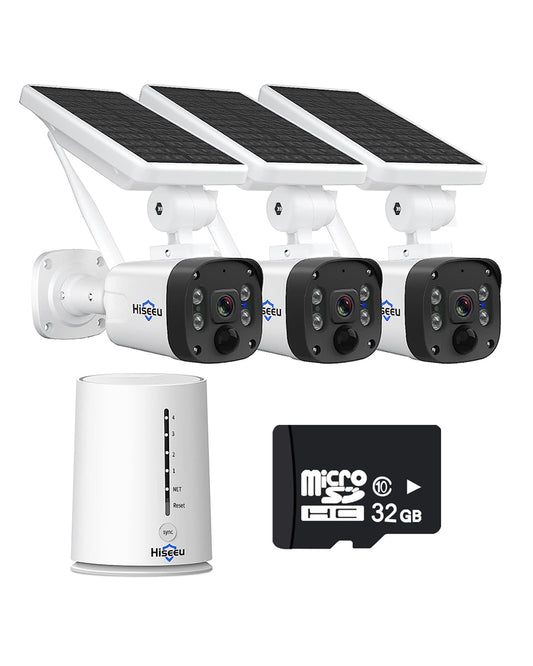 Hiseeu Wireless Security Camera System Outdoor – 4MP Solar-Powered, Wire-Free, Battery-Powered Home Camera with PIR, 2-Way Audio, and IP66 Waterproof Rating
