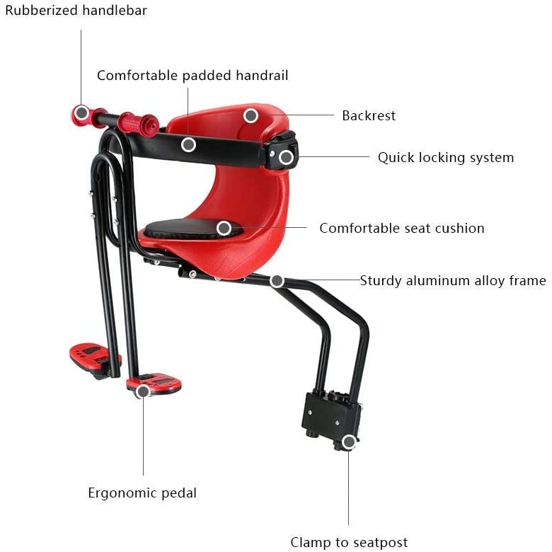 Red Front Bicycle Carrier Mount with Adjustable Foot Support
