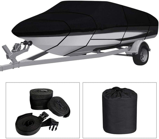 Boat Cover Heavy Duty – Waterproof 600D Boat Cover Black 16–18ft Speedboats