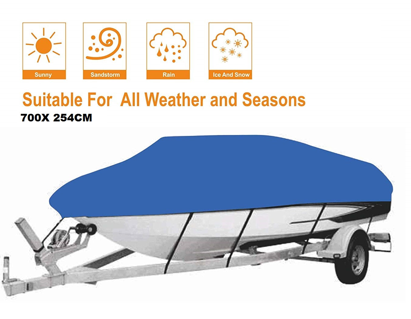 20-22ft Boat Cover Heavy Duty 210D Trailerable Cover