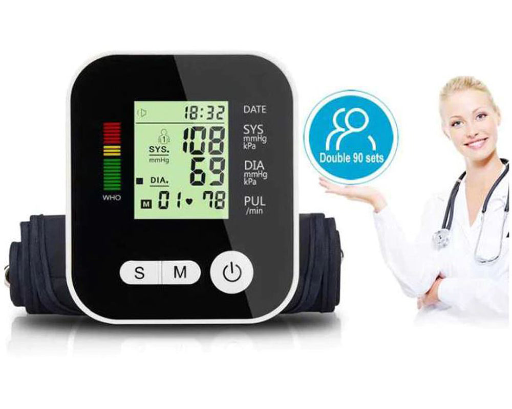 Digital Blood Pressure Monitor for Upper Arm - Automatic Sphygmomanometer with Heart Rate Monitor, LCD Display, Irregular Heartbeat Indicator, and Memory Function