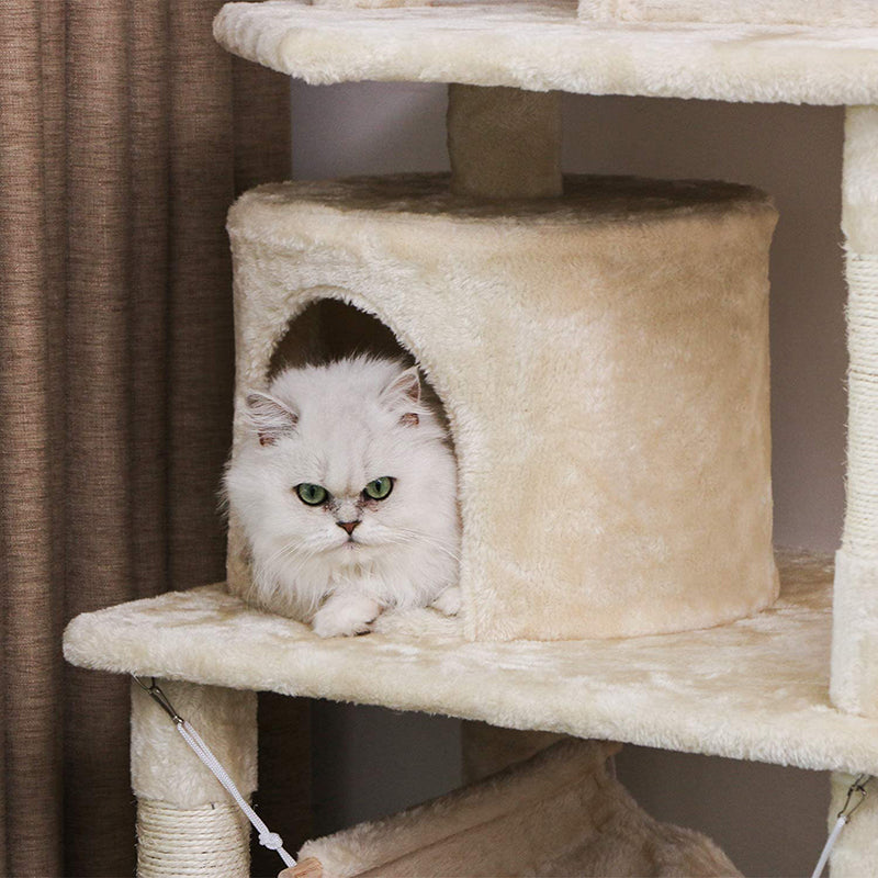 Cat Tree House Multi-Level Cat Tree House with Hammock & Condos