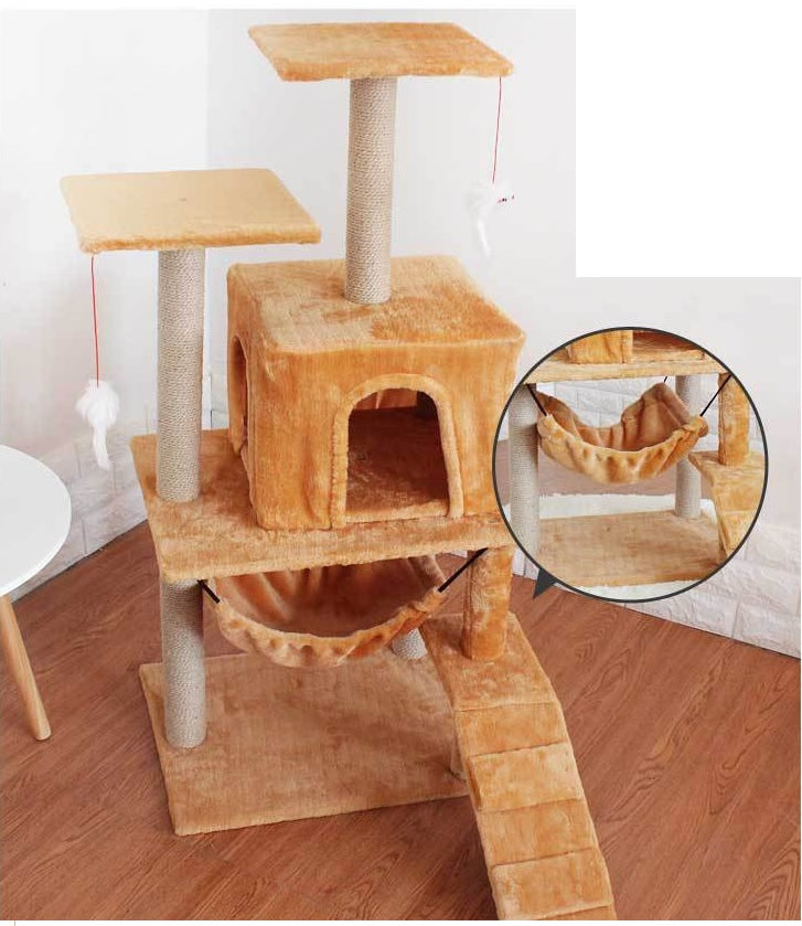 Cat Tree With Scratching Posts Perches, Basket Lounger And Ladder