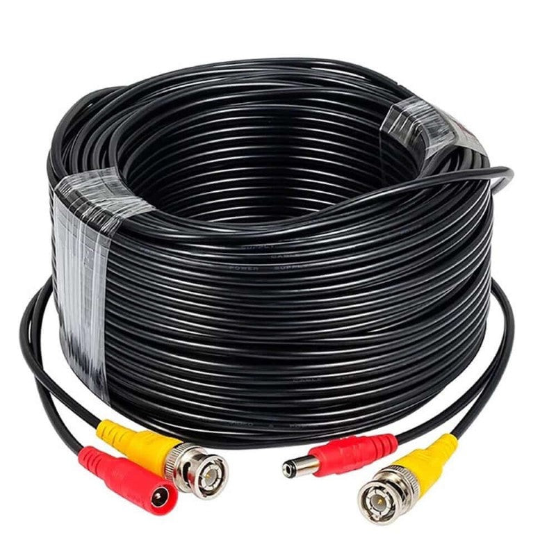 20M RCA Cable - Audio Video Power AV Black Cable for CCTV