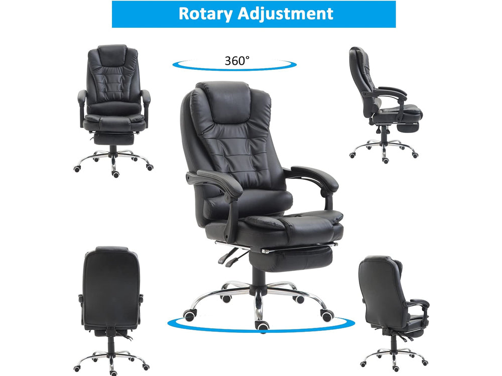 Office Chair Ergonomic Gaming Office Chair Adjustable PU Leather Computer Chair Black
