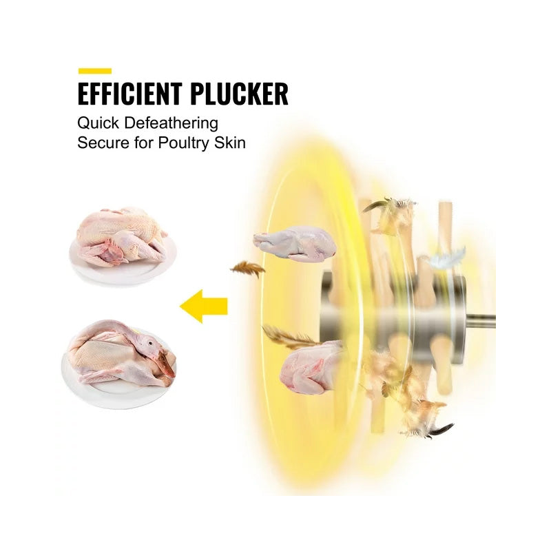 24 Rubber Fingers Chicken Plucker Drill Attachment Stainless Steel