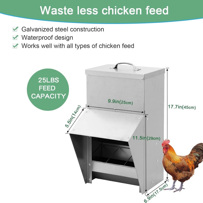 Chicken Feeder 25lbs Galvanized Chicken Feeder Wall Mount Design