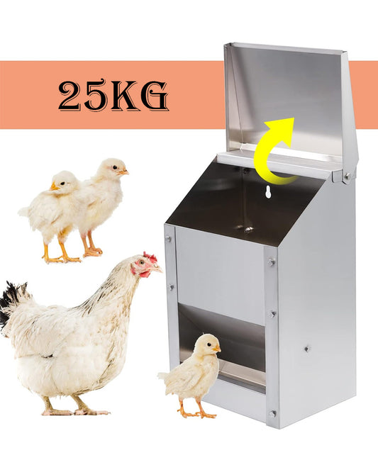 Chicken Feeder 50lbs Galvanized Chicken Feeder Rodent-Proof Design