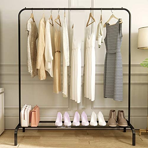 Modern Minimalist Heavy Duty Metal Clothes Rail Stand with Storage Shelf