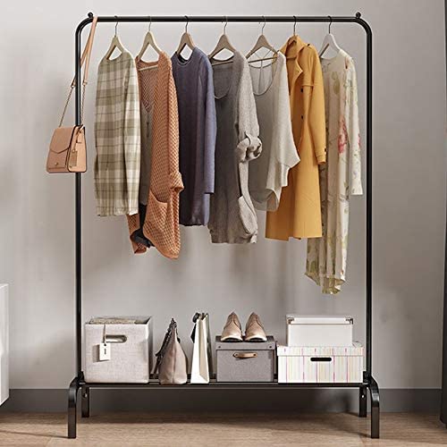 Modern Minimalist Heavy Duty Metal Clothes Rail Stand with Storage Shelf