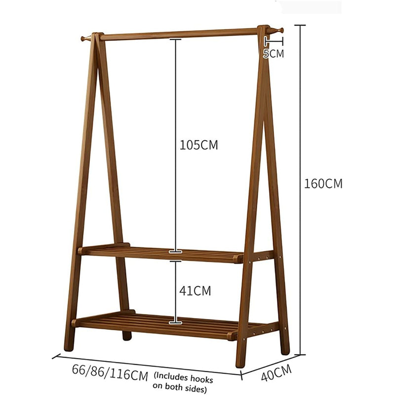 Floor-Standing Clothing Display Rack – Wooden 3-Layer Coat Rack with Modern Minimalist Design