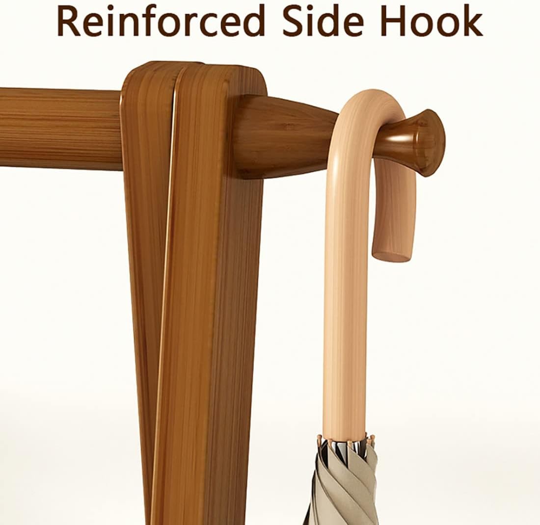 Floor-Standing Clothing Display Rack – Wooden 3-Layer Coat Rack with Modern Minimalist Design