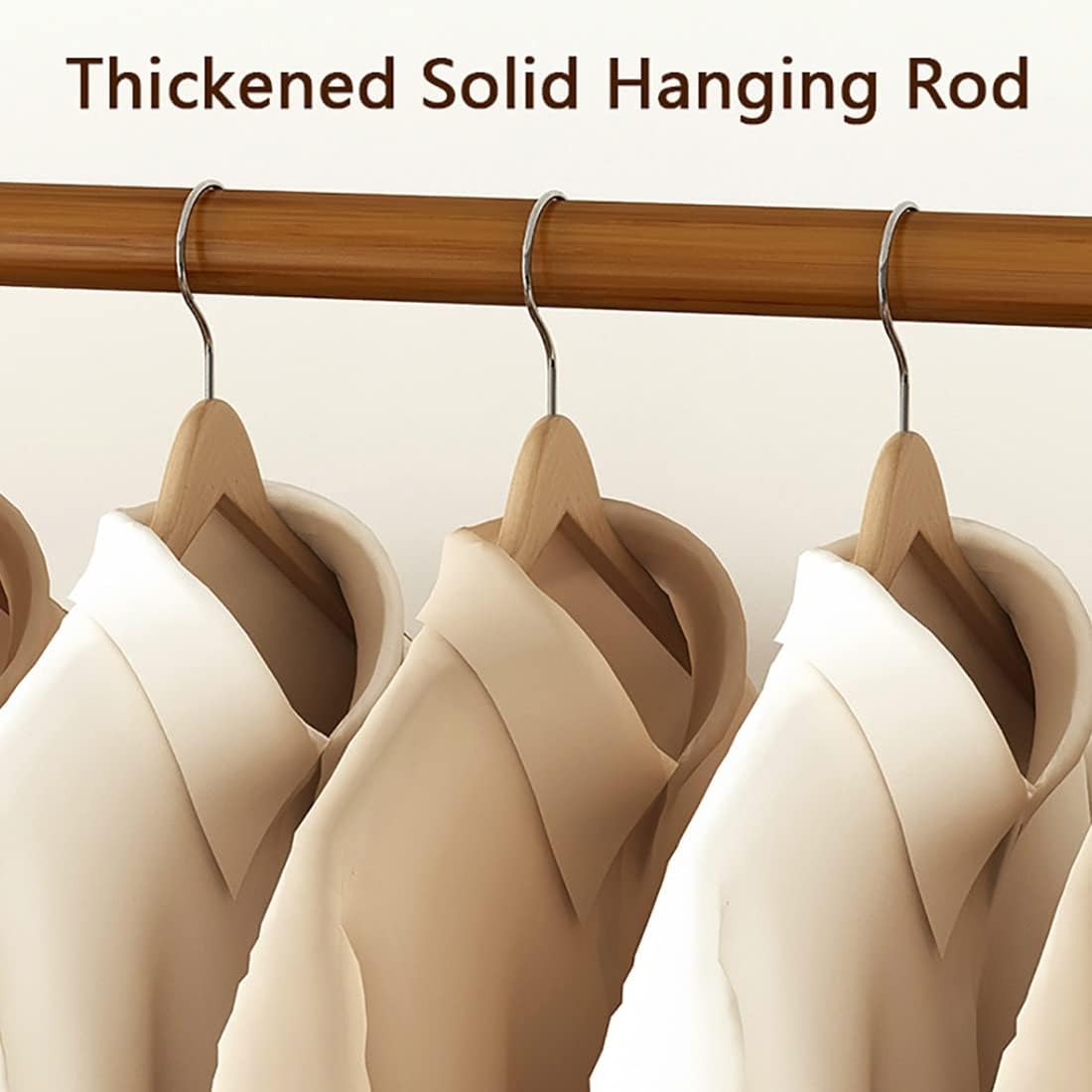 Floor-Standing Clothing Display Rack – Wooden 3-Layer Coat Rack with Modern Minimalist Design