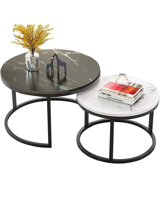Coffee Table Set – Marble Nesting Coffee Table with Steel Frame for Home & Office