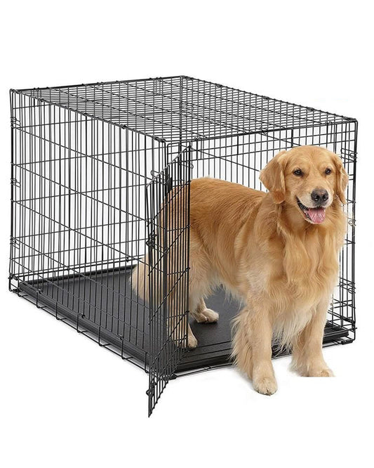 Foldable Dog Crate – 48" XXXL (122 x 74 x 81cm) Portable Wire Dog Cage with Two Doors and Removable Pan